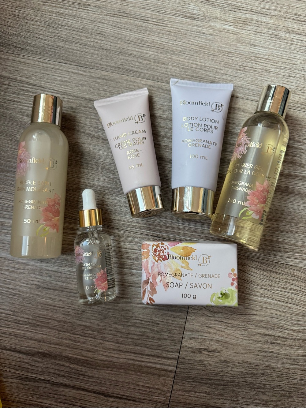 Bloomfield Bath & Body Pamper Gift Set Pomegranate & Rose 6-Piece Bundle